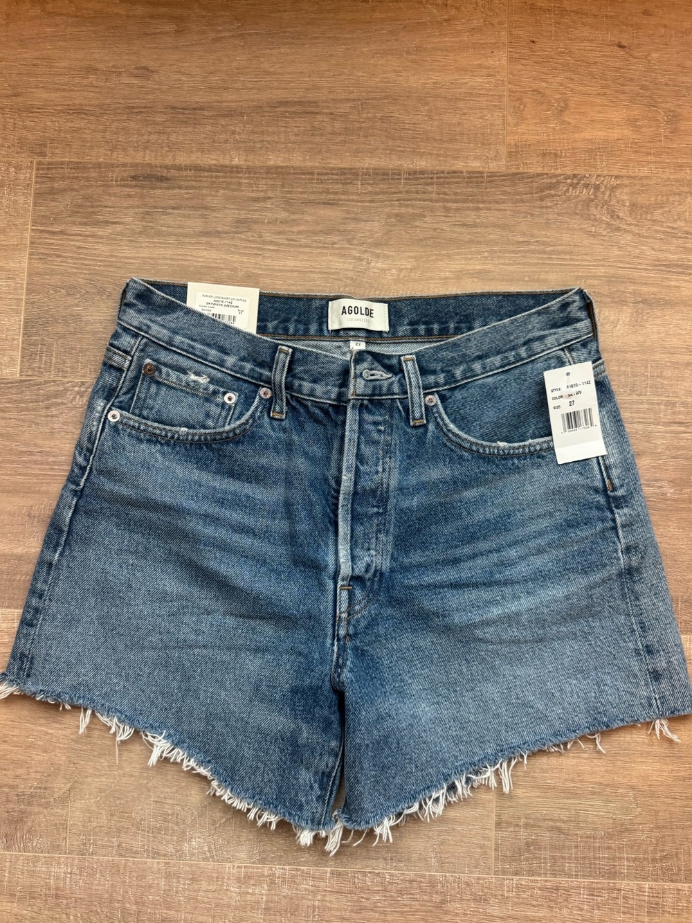 NEW AGOLDE Parker Long Shorts L/F VINTAGE Skywave - Picture 7 of 7